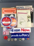 Group of Appx 30 pieces assorted vintage periodicals political items and more