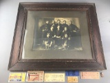 8 piece group Antique Baseball Team Photo, vintage tickets, and more