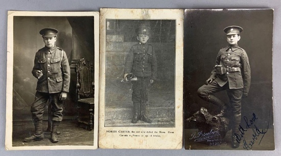 Group of 3 WW1 Real Photo Postcards of British Army Boys