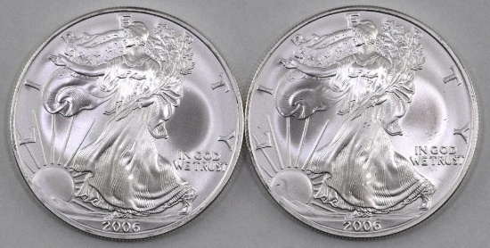 Group of (2) 2006 American Silver Eagle 1oz.