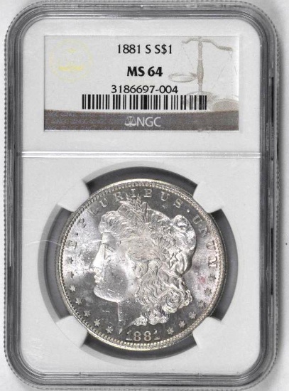 1881 S Morgan Silver Dollar (NGC) MS64