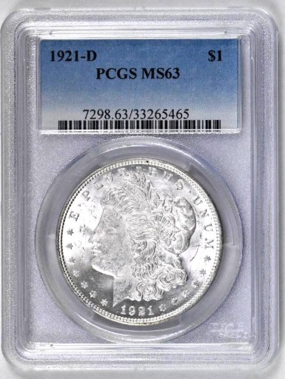 1921 D Morgan Silver Dollar (PCGS) MS63
