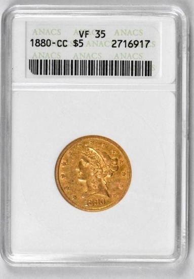 1880 CC $5 Liberty Gold (ANACS) VF35