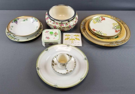 Group of 12 vintage dishes, plates and more