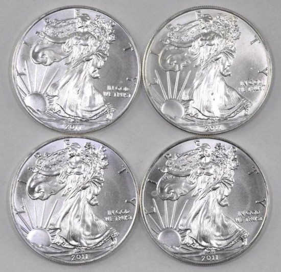 Group of (4) 2011 American Silver Eagle 1oz.