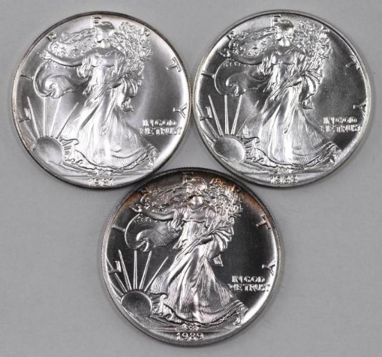 Group of (3) American Silver Eagle 1oz