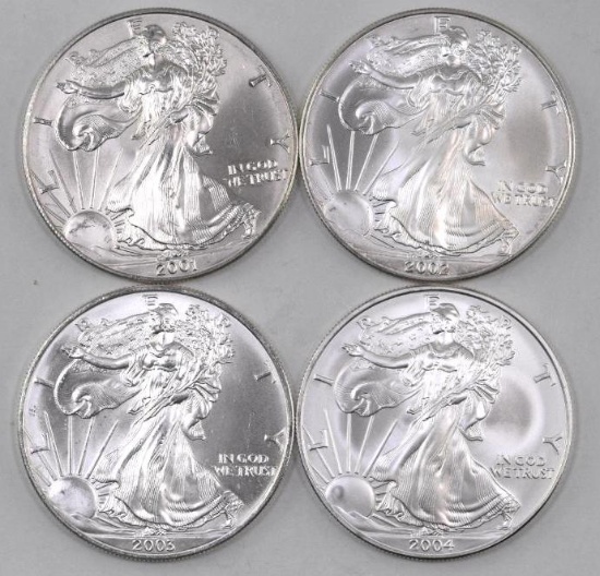 Group of (4) American Silver Eagle 1oz.