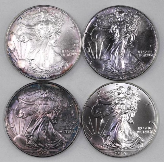 Group of (4) American Silver Eagle 1oz.