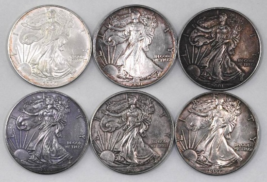 Group of (6) American Silver Eagle 1oz.