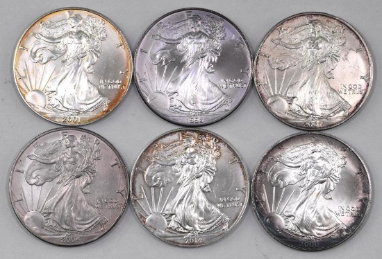 Group of (6) American Silver Eagle 1oz.