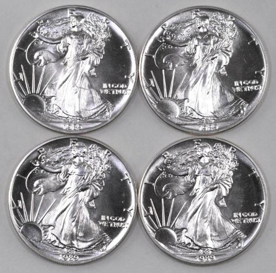 Group of (4) 1989 American Silver Eagle 1oz.