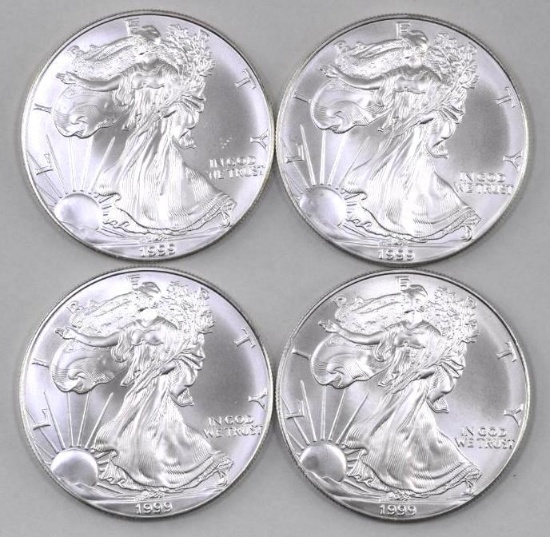 Group of (4) 1999 American Silver Eagle 1oz.