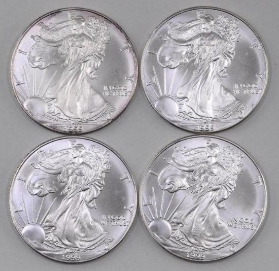 Group of (4) 1999 American Silver Eagle 1oz.