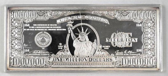 1999 Washington Mint 4oz. .999 Fine Silver Statue of Liberty 1,000,000 Fantasy Currency