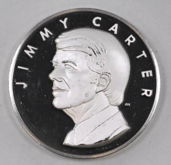 1977 Franklin Mint Jimmy Carter 6.375oz. .999 Fine Silver Round
