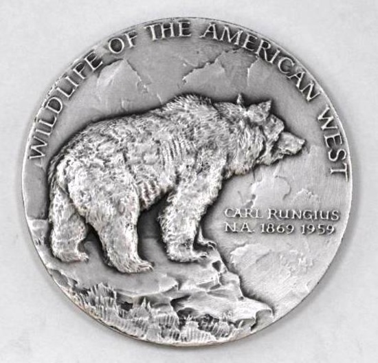 Sunshine Minting Company Wildlife of the American West Grizzly 4.265oz. .999 Fine Silver Round
