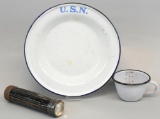 WW1 US Navy Enamelware Cup and Plate