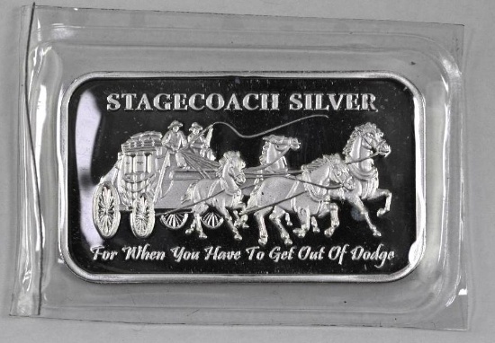Stagecoach Silver 1oz. .999 Fine Silver (1/4oz. Fractional) Ingot/Bar