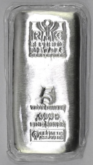 Republic Metals Corp (RMC) 5oz. .999 Fine Silver Ingot/Bar