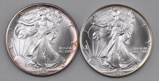 Group of (2) 1992 American Silver Eagle 1oz