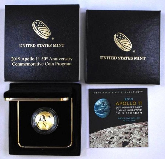 2019 $5 Apollo 11 50th Anniversary Commemorative Gold