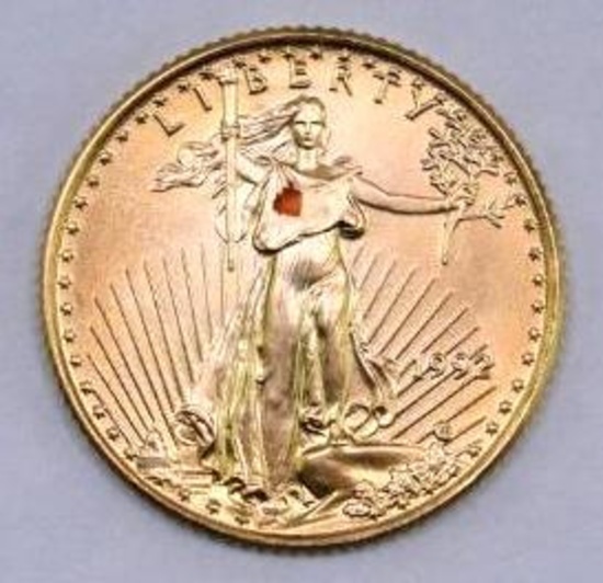 1992 $5 American Gold Eagle 1/10thoz.