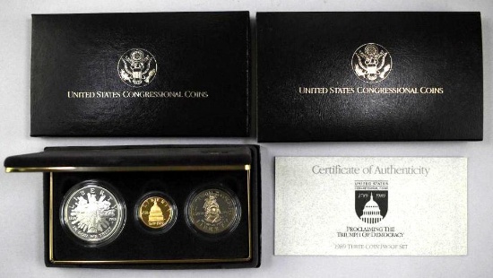1989 3-Coin Congressional Commemorative Gold & Silver Proof Set