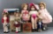 Group of 9 ideal Shirley Temple dolls, book and accessories
