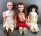 Group of 3 antique bisque dolls
