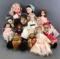 13 piece group of assorted dolls