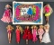 Group of 9 Mattel Barbie and vintage double doll case