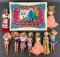 Group of 10 Mattel Barbie, vintage double doll case and more
