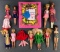 Group of 14 vintage Mattel Barbie and Skipper and doll case