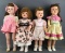 Group of 4 vintage straight leg walker dolls