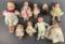 Group of 9 assorted dolls