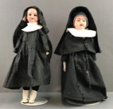 2 antique nun dolls