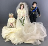 3 piece group Danbury Mint Princess Diana Royal Wedding dolls