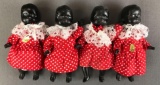 4 piece group jointed porcelain ba dolls