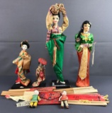 Group of 19 Asian Figurines, fans and more