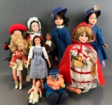 10 piece group of assorted dolls