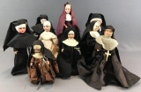 10 piece group of assorted Catholic Nun dolls