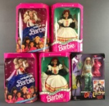 Group of 5 Mattel Barbies in original packaging