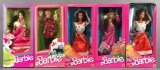 Group of 5 Mattel Dolls of the World Barbie Collection in original packaging