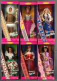 Group of 5 Barbie Dolls of the World Collection in original packaging