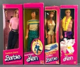 Group of 4 Mattel Ken and Barbie in original packaging