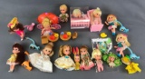 Group of 14 assorted 1960s Mattel Kiddles dolls with accessories