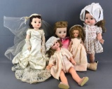 5 piece group of assorted vintage dolls