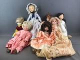 Group of 7 assorted collector dolls