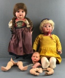 Group of 6 Celluloid dolls for parts