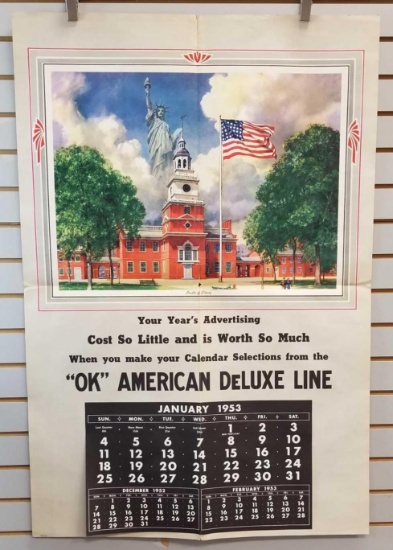 Vintage patriotic art calendar sample